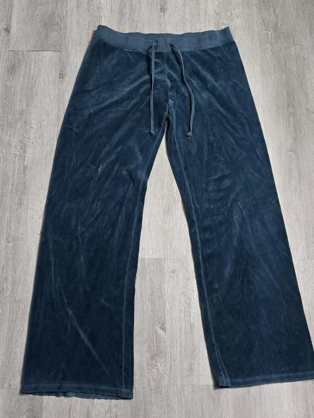 Vintage Y2K Juicy Couture Teal Blue Velour Flared Sweatpants Low Rise Large